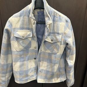 Blue and Cream Plaid Flannel Shacket